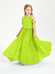 Dreamy Off the Shoulder Bridesmaid Gown for Junior Lime Green