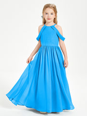 Dreamy Off the Shoulder Bridesmaid Gown for Junior Ocean Blue
