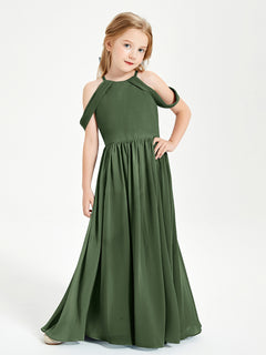 Dreamy Off the Shoulder Bridesmaid Gown for Junior Olive Green