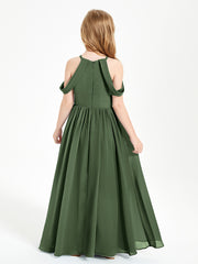Dreamy Off the Shoulder Bridesmaid Gown for Junior Olive Green
