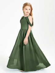 Dreamy Off the Shoulder Bridesmaid Gown for Junior Olive Green