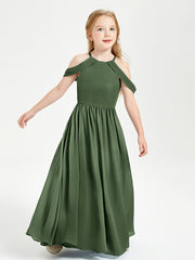 Dreamy Off the Shoulder Bridesmaid Gown for Junior Olive Green