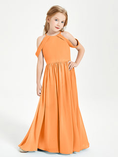 Dreamy Off the Shoulder Bridesmaid Gown for Junior Orange