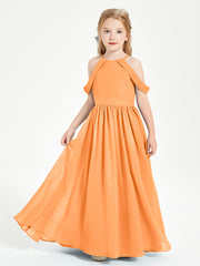 Dreamy Off the Shoulder Bridesmaid Gown for Junior Orange