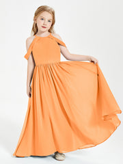 Dreamy Off the Shoulder Bridesmaid Gown for Junior Orange