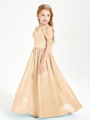 Dreamy Off the Shoulder Bridesmaid Gown for Junior Peach