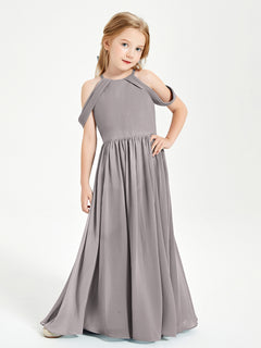 Dreamy Off the Shoulder Bridesmaid Gown for Junior Silver