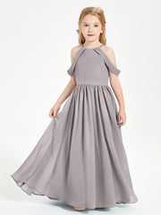 Dreamy Off the Shoulder Bridesmaid Gown for Junior Silver