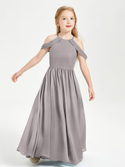Dreamy Off the Shoulder Bridesmaid Gown for Junior Silver