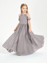 Dreamy Off the Shoulder Bridesmaid Gown for Junior Silver