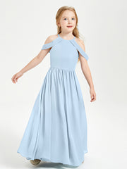 Dreamy Off the Shoulder Bridesmaid Gown for Junior Sky Blue