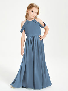 Dreamy Off the Shoulder Bridesmaid Gown for Junior Slate Blue