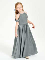 Dreamy Off the Shoulder Bridesmaid Gown for Junior Steel Grey