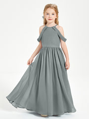 Dreamy Off the Shoulder Bridesmaid Gown for Junior Steel Grey