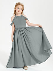 Dreamy Off the Shoulder Bridesmaid Gown for Junior Steel Grey
