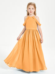 Dreamy Off the Shoulder Bridesmaid Gown for Junior Tangerine