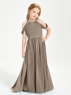 Dreamy Off the Shoulder Bridesmaid Gown for Junior Taupe