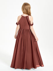 Dreamy Off the Shoulder Bridesmaid Gown for Junior Terracotta