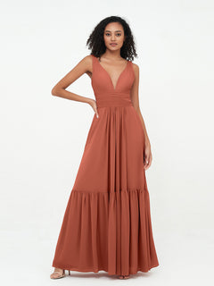 Deep-V Neck Chiffon Tiered Skirt Boho Dresses Clearance