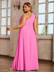 One-Shoulder Chiffon Max Dresses with Slit-Azalea Plus Size
