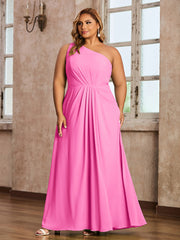 One-Shoulder Chiffon Max Dresses with Slit-Azalea Plus Size