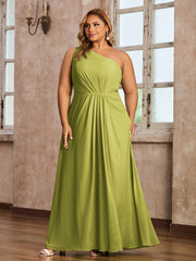One-Shoulder Chiffon Max Dresses with Slit-Clover Plus Size