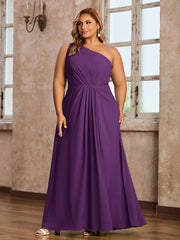 One-Shoulder Chiffon Max Dresses with Slit-Grape Plus Size