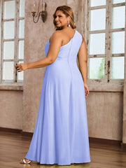 One-Shoulder Chiffon Max Dresses with Slit-Lavender Plus Size