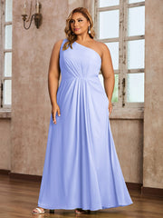 One-Shoulder Chiffon Max Dresses with Slit-Lavender Plus Size