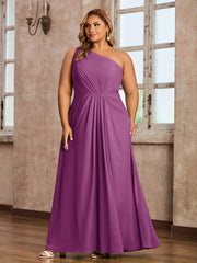 One-Shoulder Chiffon Max Dresses with Slit-Orchid Plus Size