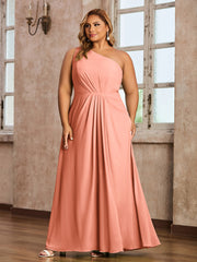 One-Shoulder Chiffon Max Dresses with Slit-Papaya Plus Size
