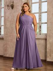 One-Shoulder Chiffon Max Dresses with Slit-Plum Plus Size