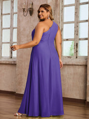 One-Shoulder Chiffon Max Dresses with Slit-Regency Plus Size