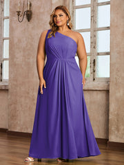 One-Shoulder Chiffon Max Dresses with Slit-Regency Plus Size