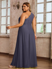 One-Shoulder Chiffon Max Dresses with Slit-Stormy Plus Size