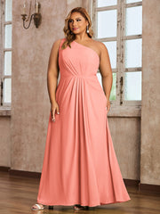 One-Shoulder Chiffon Max Dresses with Slit-Sunset Plus Size