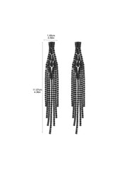Black Long Tassel Diamond Earrings