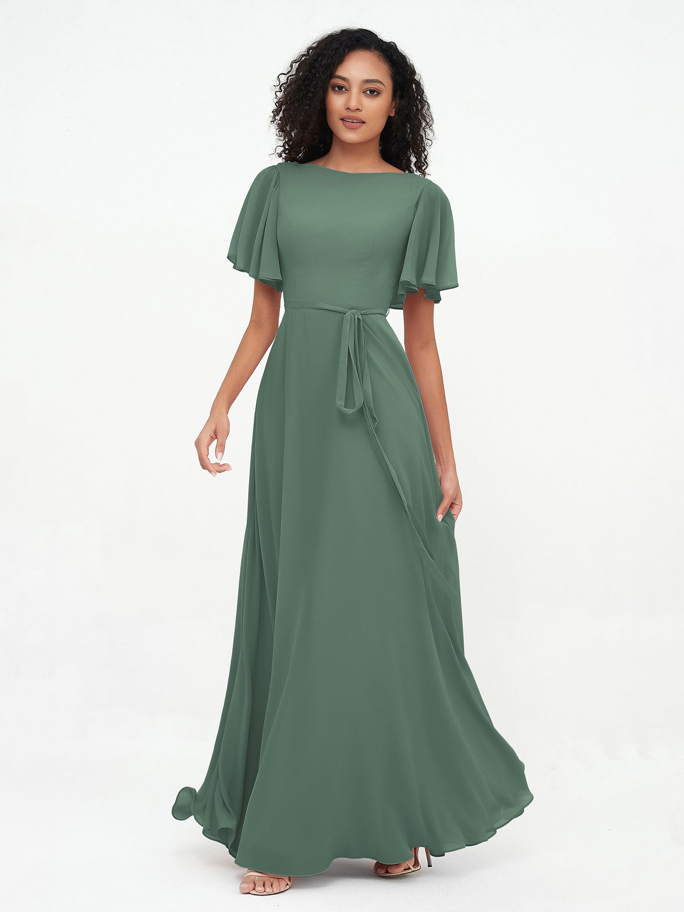 bridesmaid dresses eucalyptus green Zapaka Women Eucalyptus Tulle Long Bridesmaid Dress A Line Spaghetti Straps Wedding Guest Dress, Eucalyptus / US20W