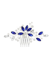 Stylish Blue Rhinestone Pearl Hair Comb 3 Pcs