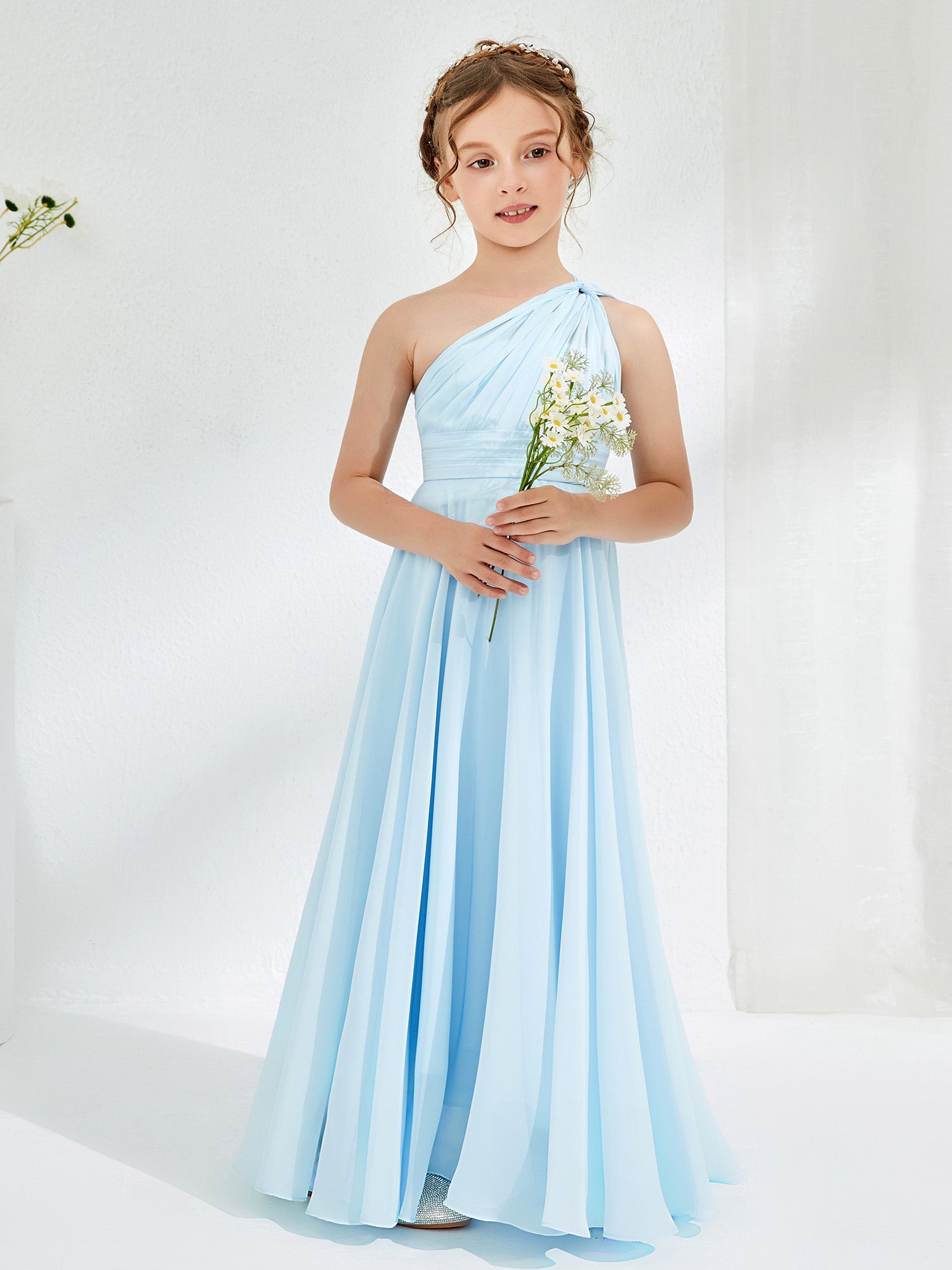 Junior Bridesmaid One Shoulder Long Chiffon Pageant Gown Junior Bridesmaid / Flower Girl Dress - One Shoulder Chiffon Long Gown With Lace-Up Back For Weddings & Pageants One Shoulder Flower Girl Dress Junior Bridesmaid One Shoulder Long Chiffon Pageant Gown Junior Bridesmaid / Flower Girl Dress - One Shoulder Chiffon Long Gown With Lace-Up Back For Weddings & Pageants One Shoulder Flower Girl Dress