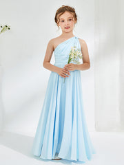 BABARONI Cute One Shoulder A-line Junior Bridesmaid Dresses Mist, Mist / J4 BABARONI Cute One Shoulder A-line Junior Bridesmaid Dresses Mist, Mist / J4