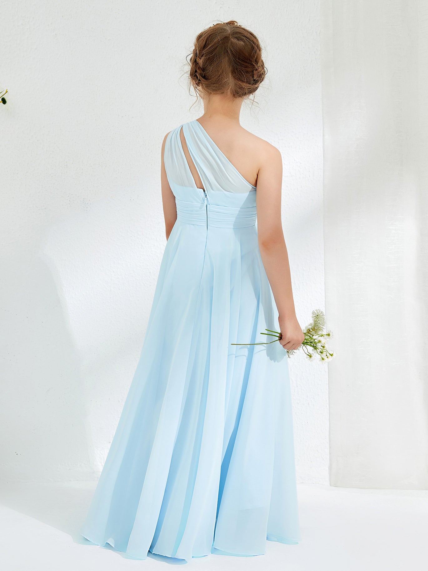 blue dress for baby girl Little Girls Long Juniors Bridesmaid Dress Wedding Flower Girls Formal Party Pageant Dresses Chiffon Sleeveless Maxi Dress, Dusty Blue / 16