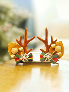 Christmas Green Butterfly Deer Antler Clip Hair Accessories