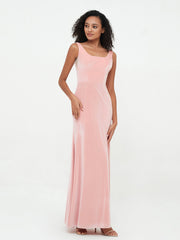 Bateau Neck Mermaid Long Velvet Dresses Dusty Rose