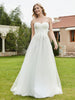 Strapless Sweetheart Lace bodice Tulle Skirt Bridal Gown-Champagne