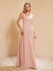 Pleated V-neck Chiffon A-line Dress With Bow Dusty Rose