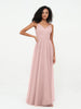 Spaghetti Straps Tulle Pleated Max Dresses-Dusty Rose