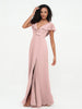 A-line V-neck Chiffon Dresses with Pockets-Dusty Rose