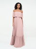 Off Shoulder Chiffon Tiered Skirt Max Dresses-Dusty Rose