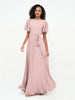 Flutter Sleeves Chiffon Max Dresses with Sash Bow-Dusty Rose